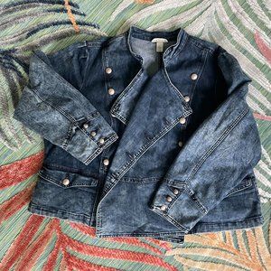Indigo Thread Co. Stretched Denim Acid Wash Jacket size 3X Double Breasted